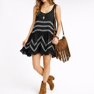 INTIMATELY FREE PEOPLE Voile & Lace Trapeze Slip Dress Tunic Boho Indie Size XS